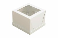 Короб картонный д/тортов с окном  300х300х190 CUBE BOX белый (50шт) 23990