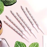 Свечи в торт «Металлик» , 14 см, 6 шт. с подставкой, серебристые НФ-00024145