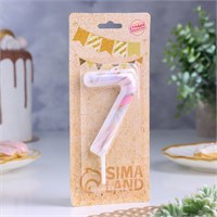 Свеча в торт «Белый мрамор», цифра 7, ГИГАНТ, 9 см НФ-00024168