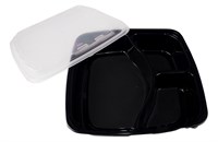 Контейнер квадратный 3-х секц. 1400мл 229х229х51с крышкой чёрный ПП 100 шт/кор  ВЗЛП (1263Ч) НФ-00024523