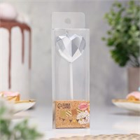 Свеча для торта «Сердце», серебристая НФ-00025173