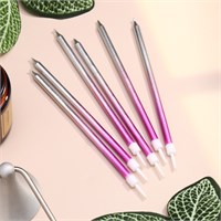 Свечи в торт «Ройс. Градиент», 6 шт., высокие, 13 см, фиолетовый, розовый, серебро НФ-00025249