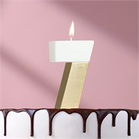 Свеча в торт «Манхеттен», цифра 7, белая с золотом, 5 см НФ-00025285