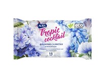 Салфетки влажные АУРА (15шт) Тропик освежающие (110уп) НФ-00022598
