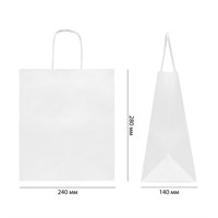 Пакет БЕЛЫЙ с КРУЧЕНОЙ ручкой  240 х 140 х 280 мм (250/50) ПП НФ-00024393