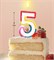 Свеча для торта с блестками «Блестящий ободок», цифра "5" , 7 см 403535 НФ-00020942