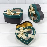 КОРОБКИ "СЕРДЦЕ"   С ОКОШКОМ И БАНТОМ ЗЕЛЕНЫЙ № 3 НФ-00020800